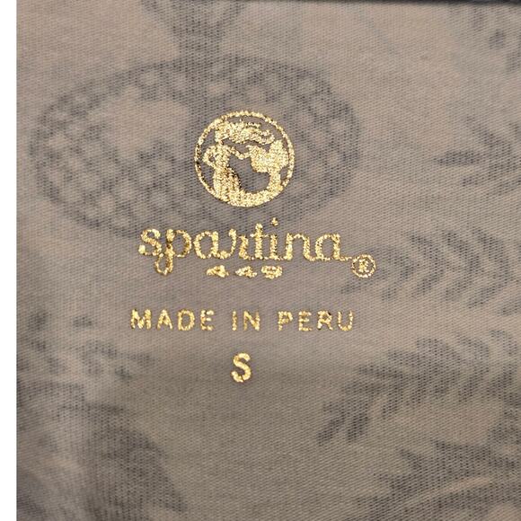 Spartina 449 Jillian Split Neck Dress Palms Blue Small Peruvian Cotton A-Line - Picture 6 of 9